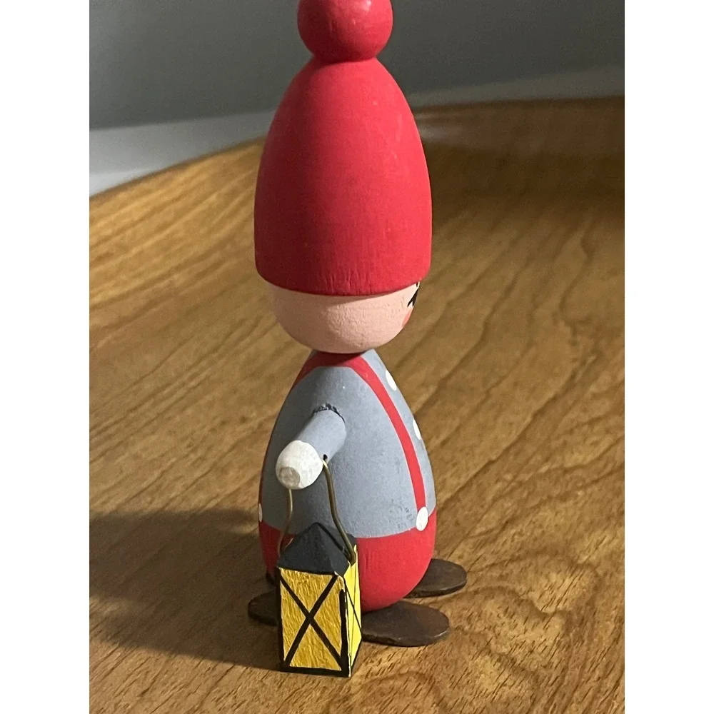Scandinavian Folk Art Bo Svensk Tomte Gnome Elf lantern Ornament  Vtg Christmas‎